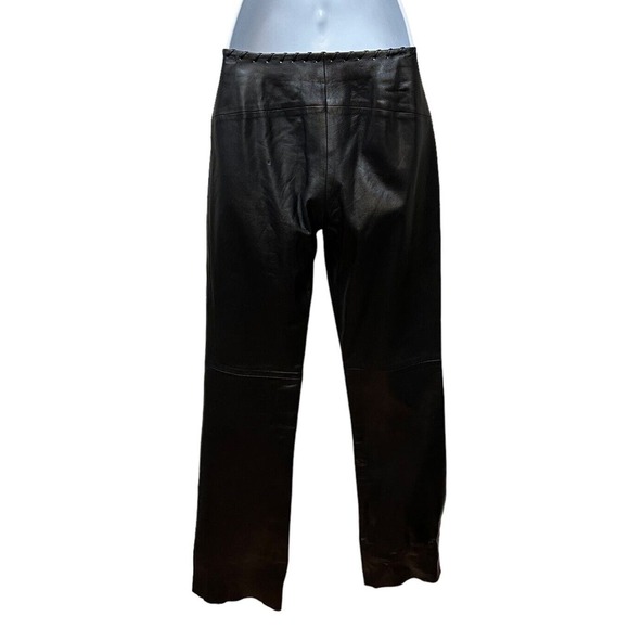 Vintage Y2K Cache Black 100% Soft Leather Pants Size 2 26" Waist Boot Cut NEW - Picture 2 of 11